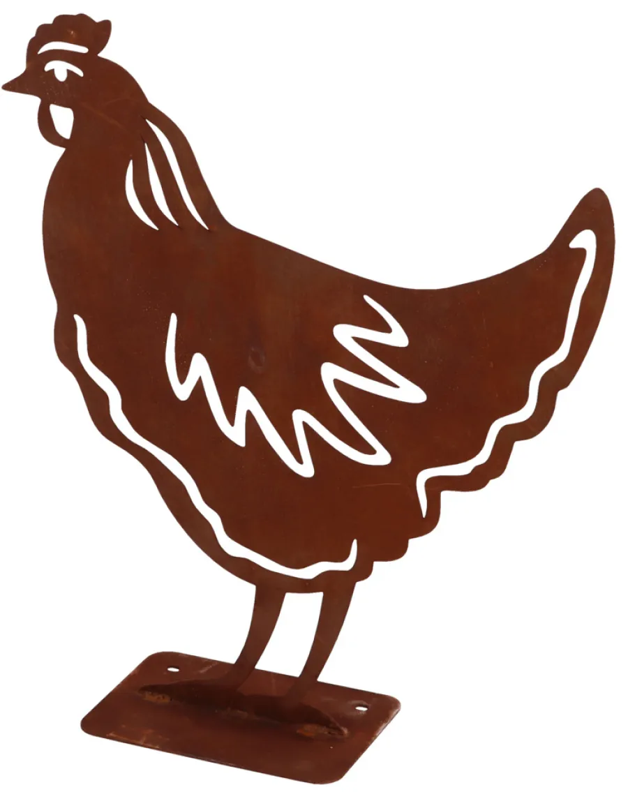 Gardenlife Land Lys & Havedekorationer*Havefigur høne H28,8 cm Rust