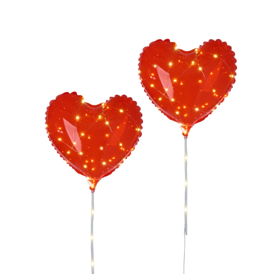 Pynt & Festudstyr*Hjerteballon 40 Micro-LED 2-pk.