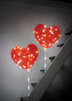 Pynt & Festudstyr*Hjerteballon 40 Micro-LED 2-pk.