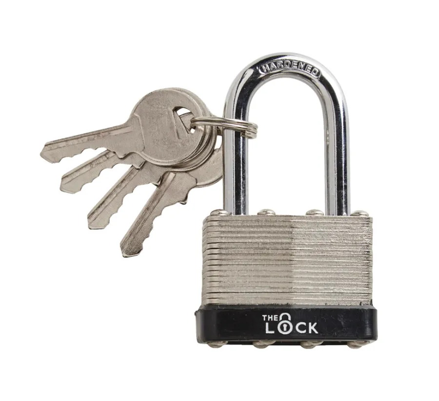 The lock Hængelåse*Hængelås Heavy Duty m/fire nøgler 45 mm Sølv