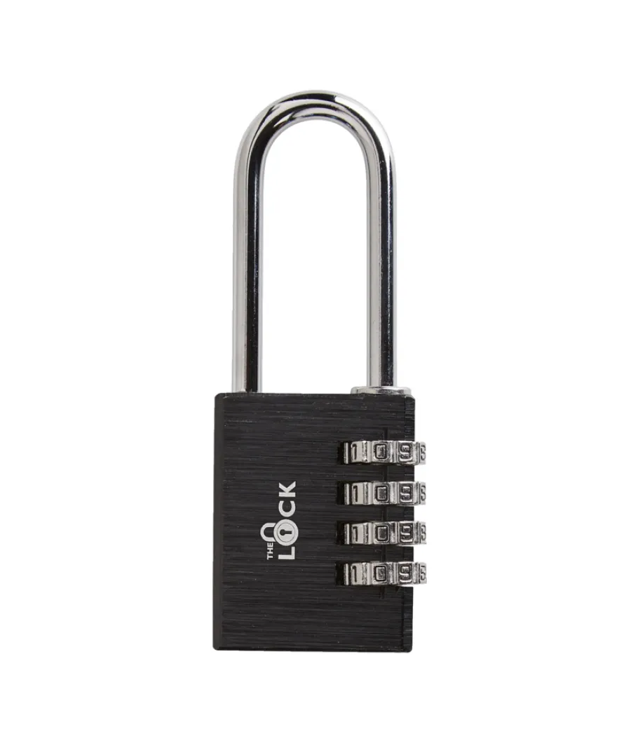 The lock Hængelåse*Hængelås m/kode lang model 40 mm aluminium Sort