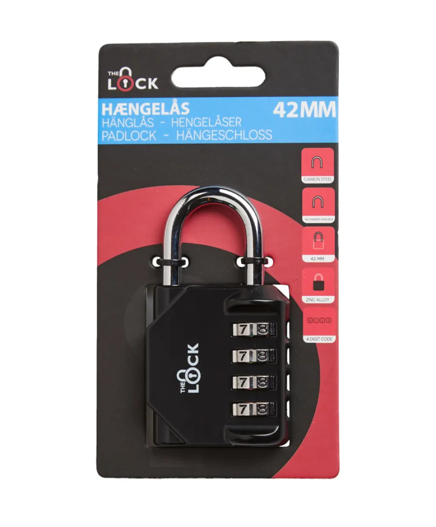 The lock Hængelåse*Hængelås m/kode 42 mm zink Sort