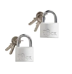 The lock Hængelåse*Hængelås m/to nøgler 40 mm aluminium - 2-pk. Sølv