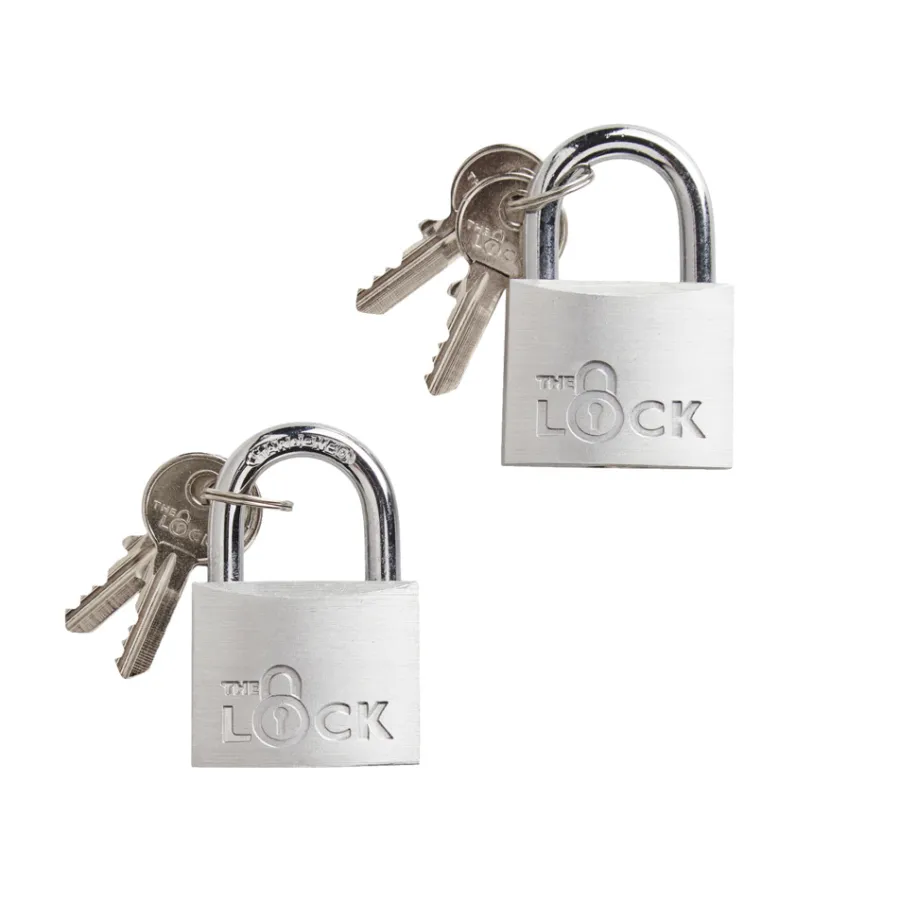 The lock Hængelåse*Hængelås m/to nøgler 40 mm aluminium - 2-pk. Sølv