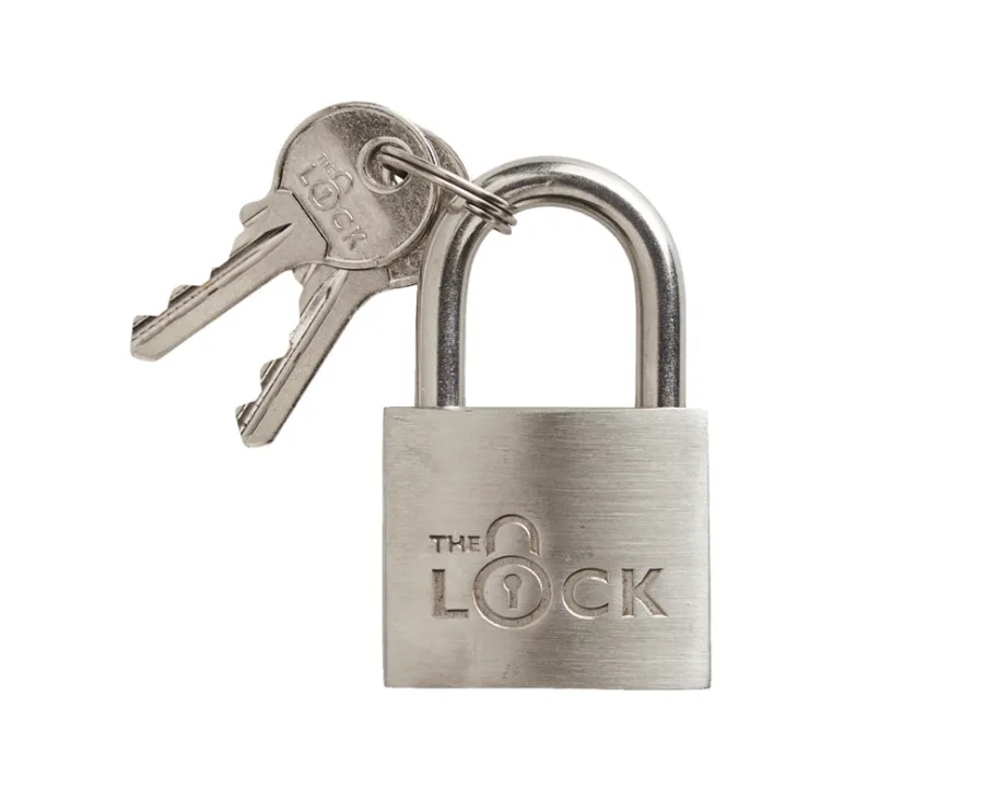 The lock Hængelåse*Hængelås m/to nøgler 40 mm rustfrit stål Sølv