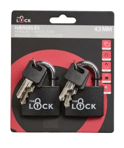 The lock Hængelåse*Hængelås m/to nøgler 43 mm aluminium - 2-pk. Sort