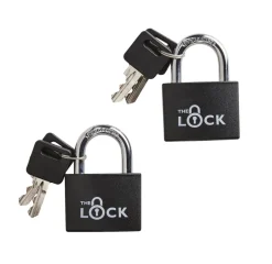 The lock Hængelåse*Hængelås m/to nøgler 43 mm aluminium - 2-pk. Sort