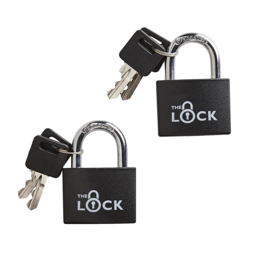 The lock Hængelåse*Hængelås m/to nøgler 43 mm aluminium - 2-pk. Sort