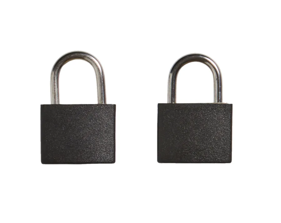 The lock Hængelåse*Hængelås m/to nøgler 25 mm plastikcover - 2-pk. Sort