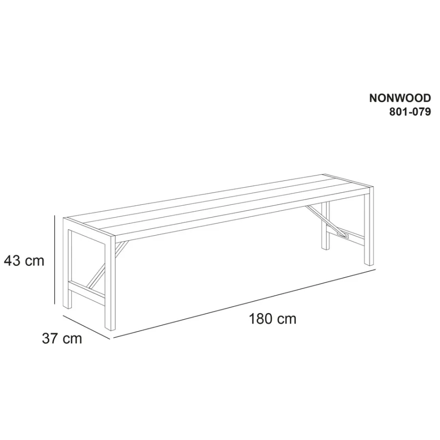 HORTUS Havebænke*bænk H-model nonwood 180 cm antracitgrå