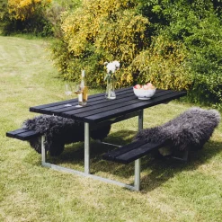 HORTUS Bord/Bænkesæt*FRIGG bord-/bænkesæt sort 175 x 140 cm Grundmalet sort