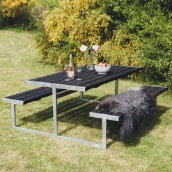 HORTUS Bord/Bænkesæt*LOKE bord-/bænkesæt sort 180 x 177 cm sort grundmaling