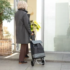 Rejseartikler*Indkøbstrolley med hjul sort/grå
