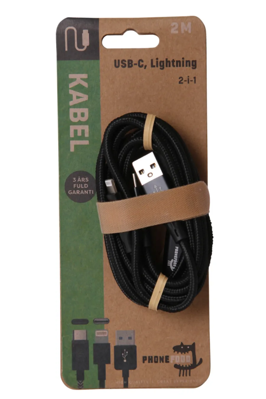 PhoneFood Kabler & Adaptere*2-i-1 opladerkabel 2 meter