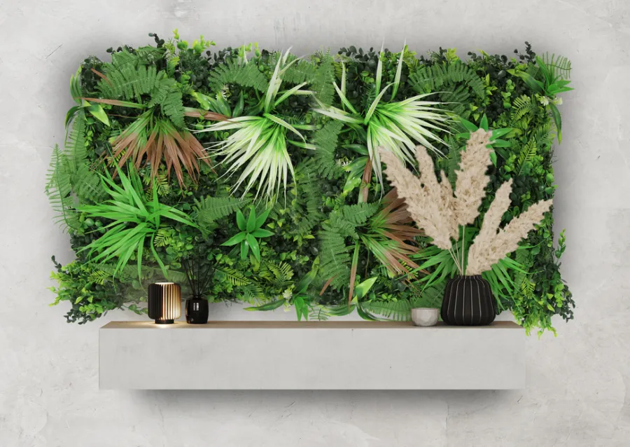 Jangal Grønne Vægpaneler|Akustikpaneler & Tilbehør*Modular Wall plantepanel 52 x 52 cm - Exotic Mix