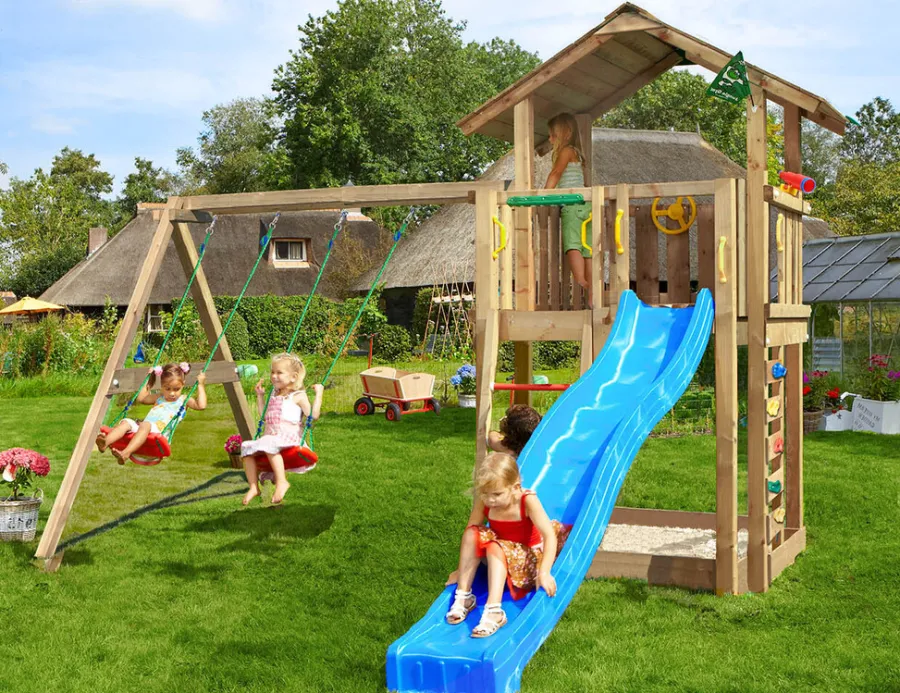 Jungle Gym Jungle Gym Legetårne*Chalet 2.1 legetårn med rutsjebane & gyngestativ Natur
