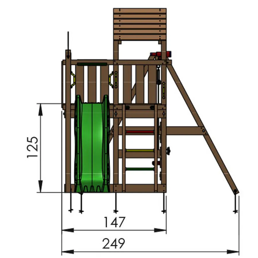 Jungle Gym Jungle Gym Legetårne*Safari legetårn m/grøn rutsjebane & gynger grøn Natur