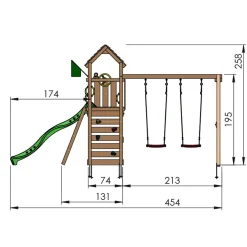 Jungle Gym Jungle Gym Legetårne*Safari legetårn m/grøn rutsjebane & gynger grøn Natur