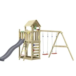 Jungle Gym Jungle Gym Legetårne*Safari legetårn m/grå rutsjebane & gynger grå Natur