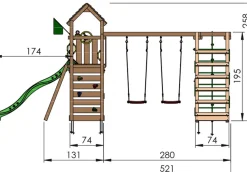 Jungle Gym Jungle Gym Legetårne*Safari legetårn m/gynger & klatremodul grøn Natur
