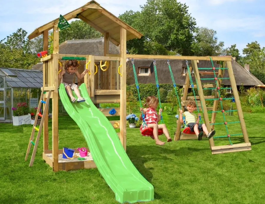 Jungle Gym Jungle Gym Legetårne*Sierra 2.1 legetårn m/rutsjebane, gyngestativ & klatremodul Natur