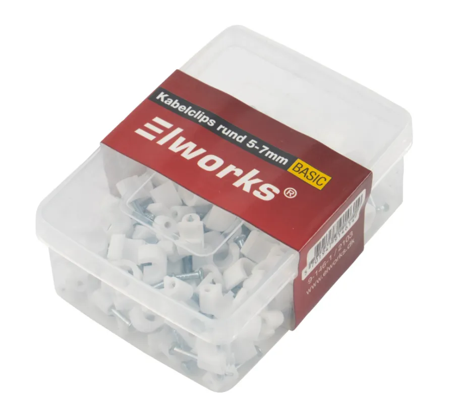 Elworks Elophæng & -Fastgørelse*Kabelclips rund Ø5-7 mm 100 stk. -