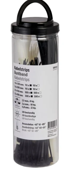Elophæng & -Fastgørelse*Kabelstrips ass. størrelser 1000 stk.