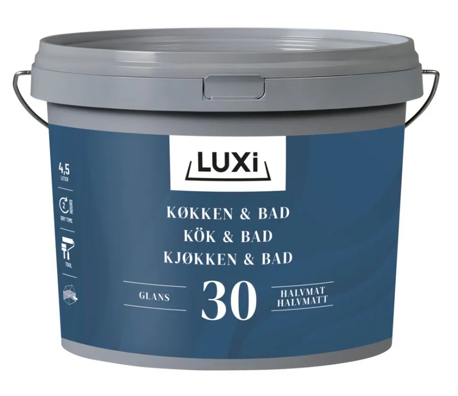 LUXI® Vægmaling*Køkken & Bad 30 vægmaling hvid 4,5 liter -