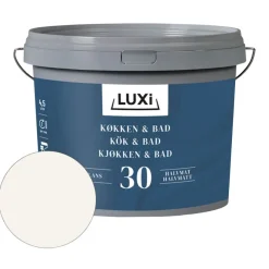 LUXI® Vægmaling*Køkken & Bad 30 vægmaling modehvid 4,5 liter -