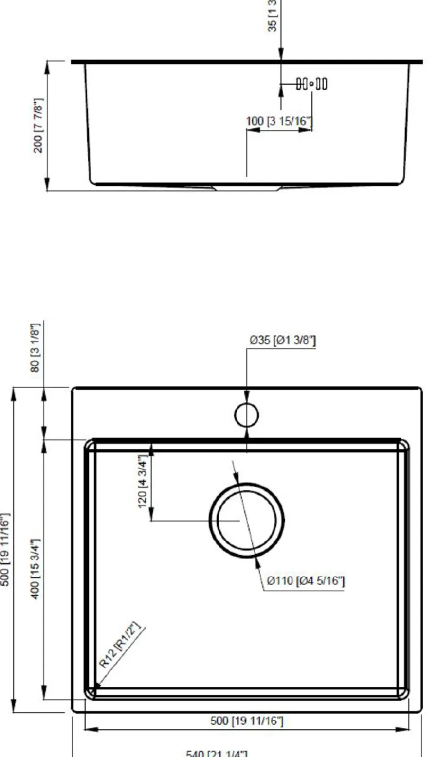 Køkkenvaske*Køkkenvask 540 x 500 mm Messingfinish