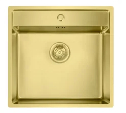 Køkkenvaske*Køkkenvask m/hanehul & bagkant 540x520 mm Messingfinish