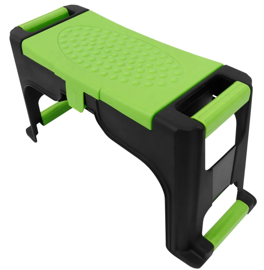 Garden® Øvrige Haveredskaber*Knæskammel m/opbevaring H:26 x B:50 x D:19 cm - Sort/grøn. praktisk design med opbevaringsplads til haveredskaber