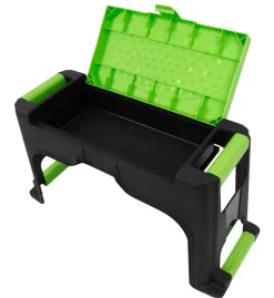 Garden® Øvrige Haveredskaber*Knæskammel m/opbevaring H:26 x B:50 x D:19 cm - Sort/grøn. praktisk design med opbevaringsplads til haveredskaber
