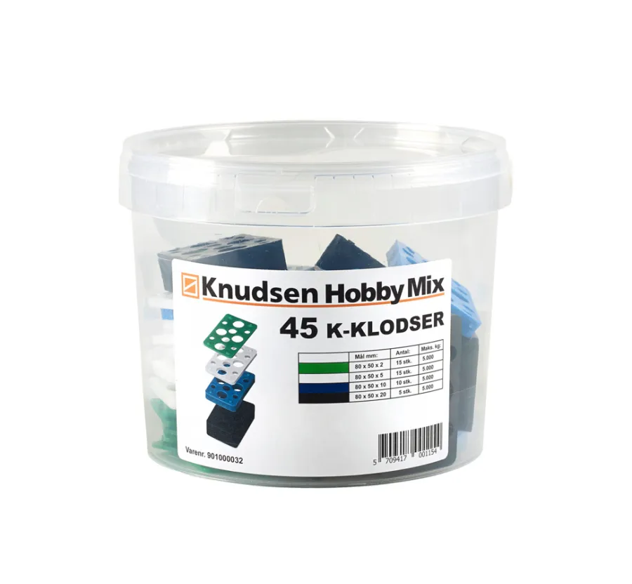 Knudsen Kilen Kiler*Hobby Mix K-klodser (justérbrik) - 45 stk.