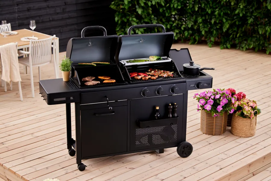 Grillexpert® Kulgrill & Briketter|Gasgrill*Kombigrill til gas og kul - Sort