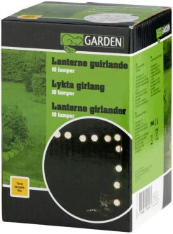 Garden® Sæsonafslutning|Dekorativ Belysning - Udendørs*Lanternelyskæde med 10 LED-pærer -