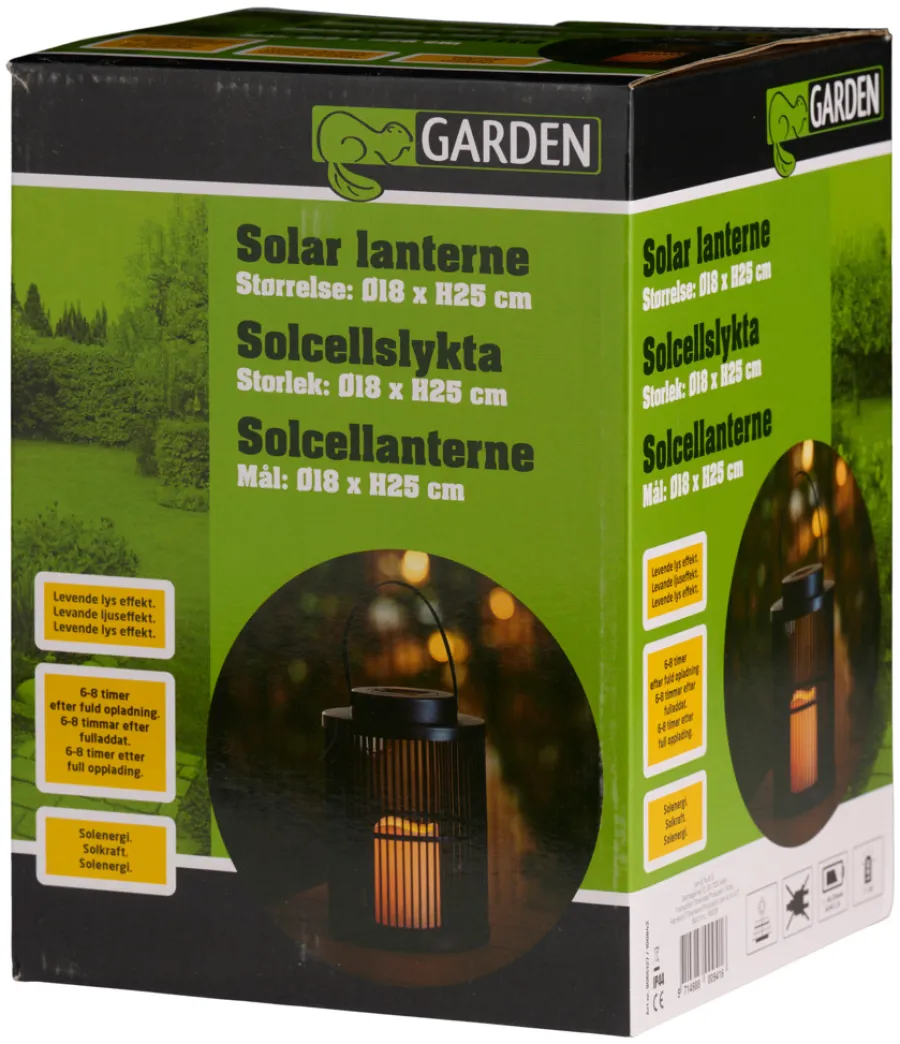 Garden® Sæsonafslutning|Solcellelamper*Lanterne med solceller Ø18 x 25 cm - Sort
