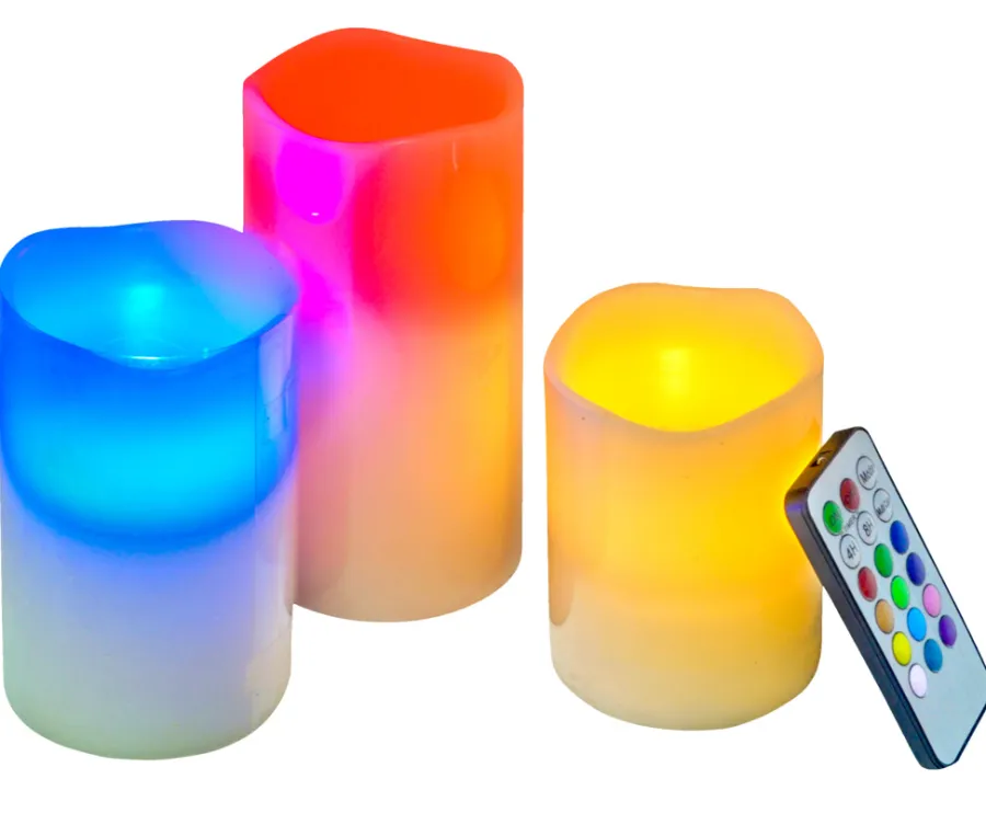 Dekorativ Belysning - Indendørs*LED-bloklys med farveskift 3-pk.