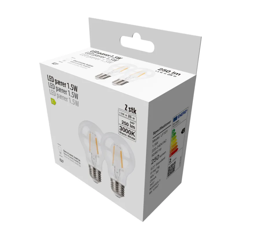 Led-Pærer*LED-filamentpære 1,5 W E27 2-pk.