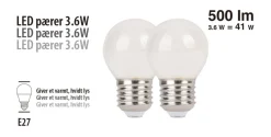 Led-Pærer*LED-kronepære 3,6 W E27 2-pk.
