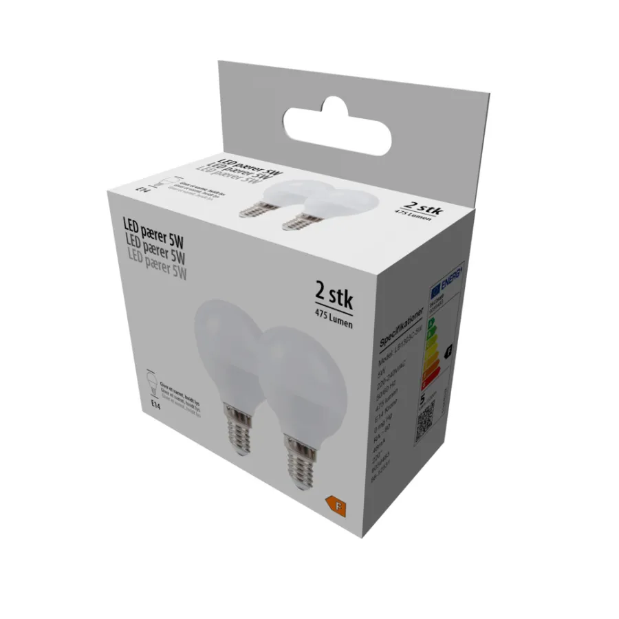 Led-Pærer*LED-kronepære 4,9 W E14 2-pk.