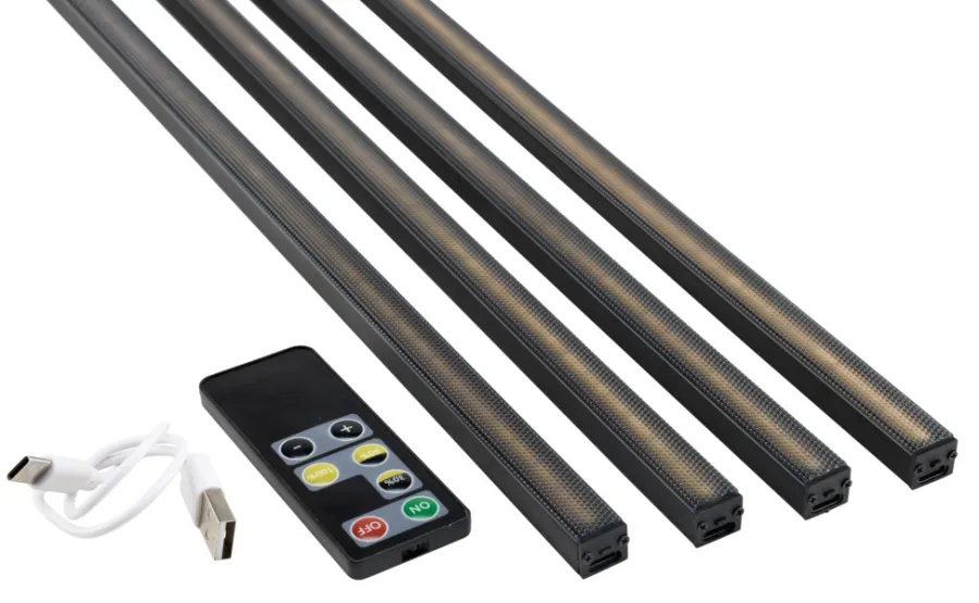 FibroTech Led-Bånd*LED-lysskinne til akustikpanel sort 2,4 meter 4-pk.