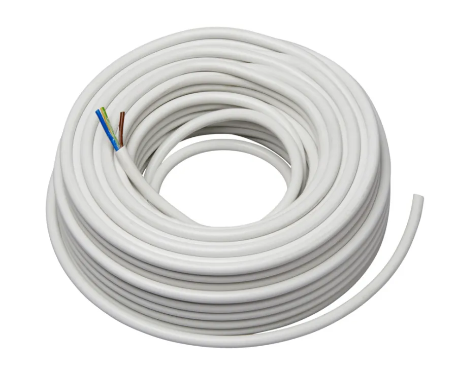 Kabler & Ledninger*Ledning rund 3 x 1,00 mm² 25 meter Hvid