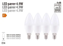 Led-Pærer*LED-pære kerte E14 4,9 W 4-pk.