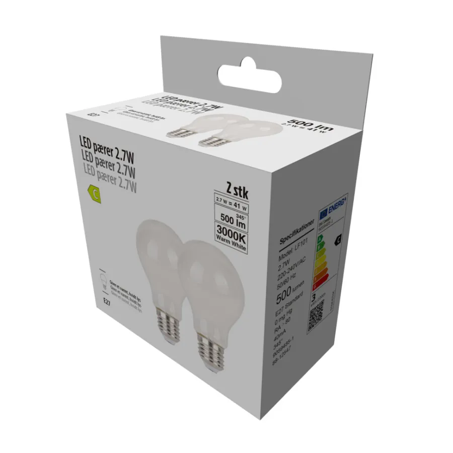 Led-Pærer*LED-pære standard 2,7 W E27 2-pk.