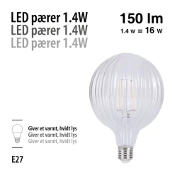 Led-Pærer*LED-pære Stripes klar 1,4 W E27