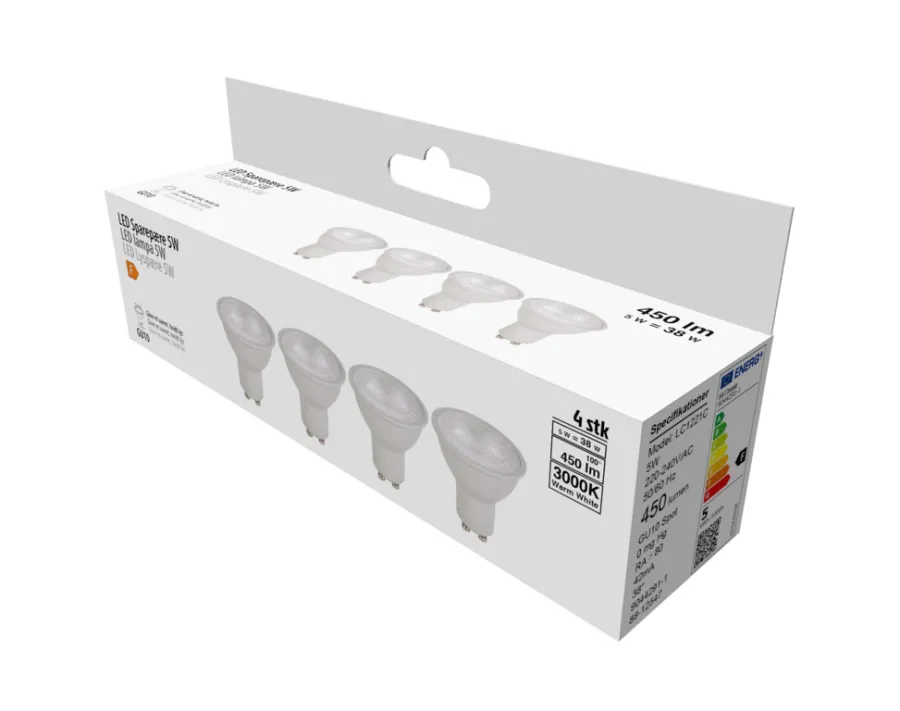 Led-Pærer*LED-spotpære GU10 5 W LED SMD 4-pk.
