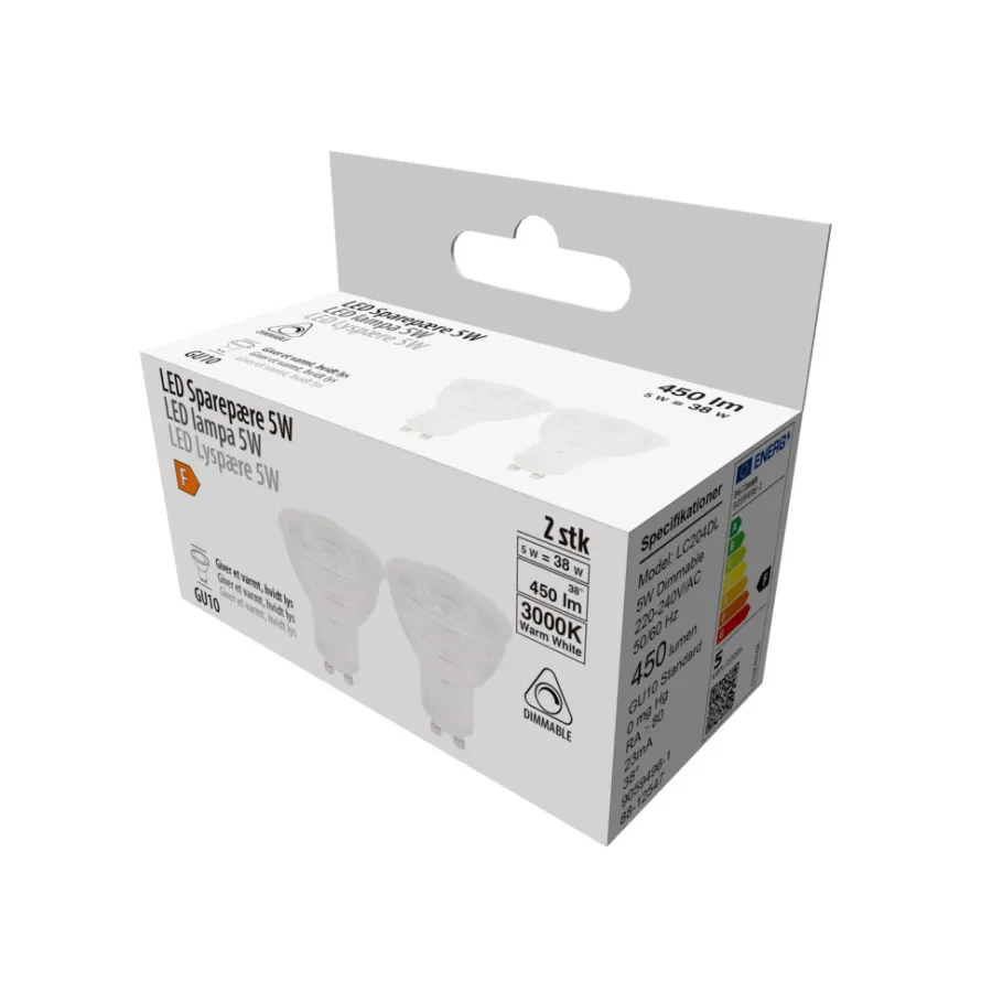 Led-Pærer*LED-spotpære 5 W GU10 dæmpbar 2-pk.