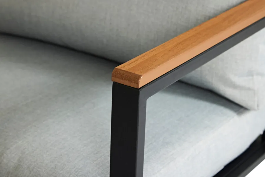 Sunlife® Sæsonafslutning|Loungemøbler*Loungesæt Tokyo 4 dele sort/grå/teak -