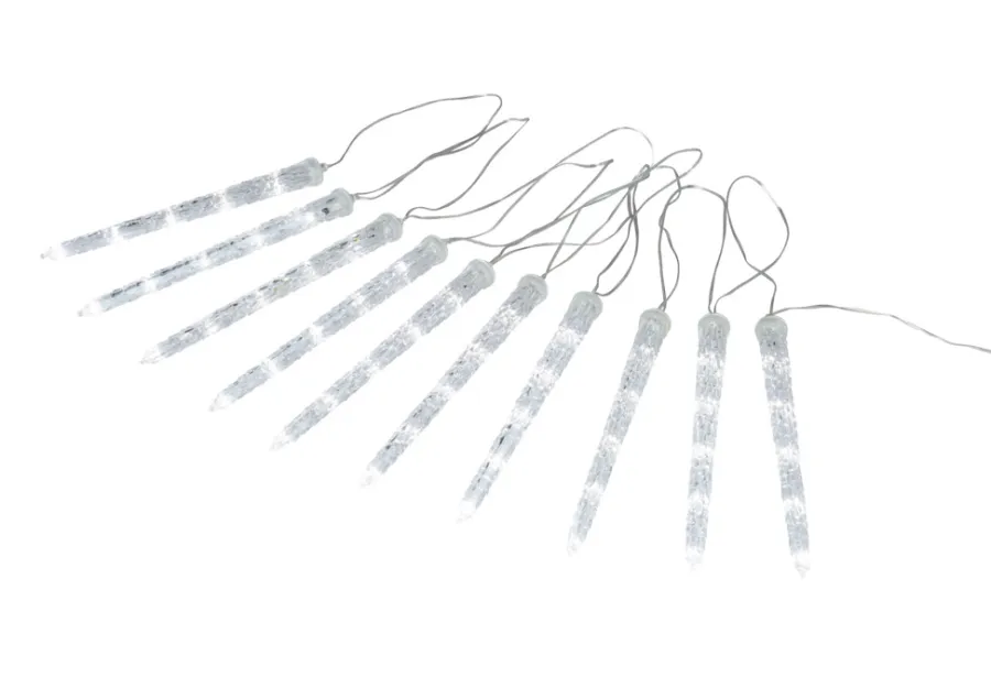 Stemning® Dekorativ Belysning - Udendørs*Lyskæde m/istapper 10 LED hvid 9,5 meter